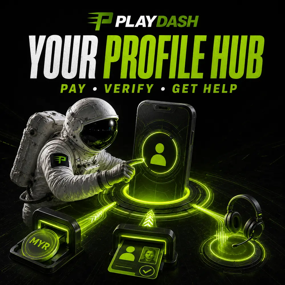 PlayDash Profile tab for payments, verification and customer support